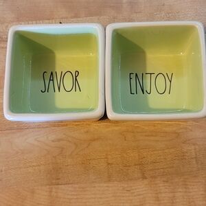 Rae Dunn White Ceramic Square Dishes — Set of 2